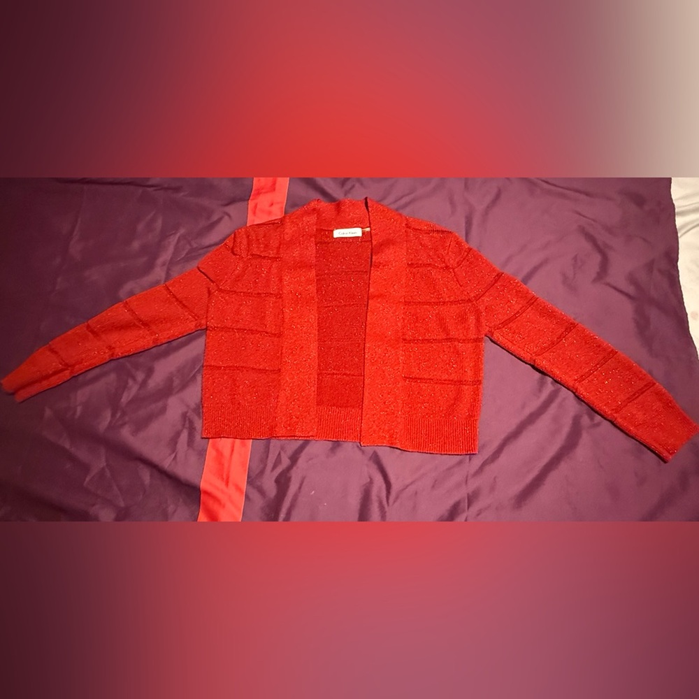 Calvin Klein Vibrant Red Knit Crop Sweater